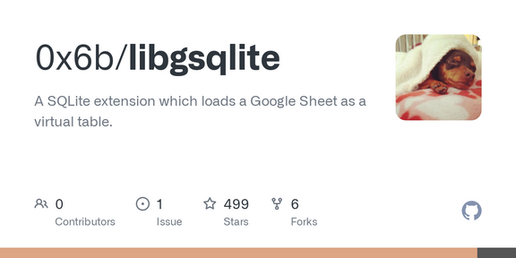 Libgsqlite: A SQLite extension which loads a Google Sheet as a virtual table
