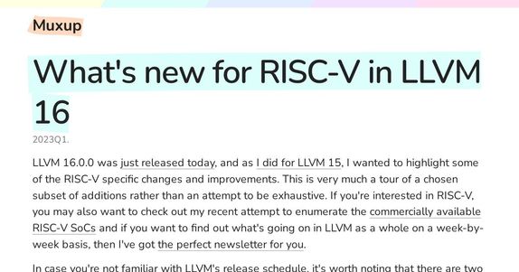 What's new for RISC-V in LLVM 16