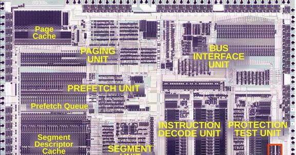 The Intel 386 processor die: the clock circuit