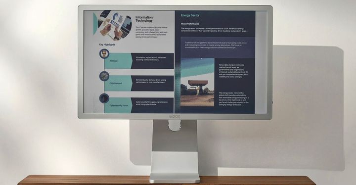 The Mira Pro Color is Boox's first color E Ink monitor
