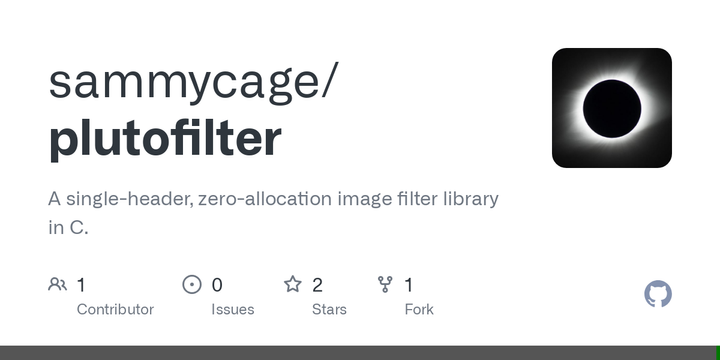 Show HN: PlutoFilter- A single-header, zero-allocation image filter library in C