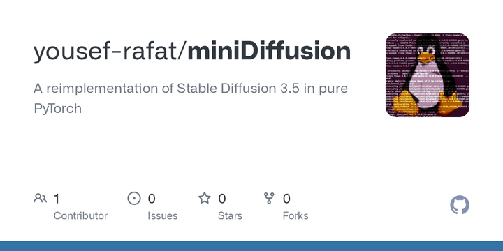 I have reimplemented Stable Diffusion 3.5 from scratch in pure PyTorch