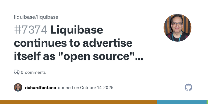 Liquibase continues to advertise itself as "open source" despite license switch
