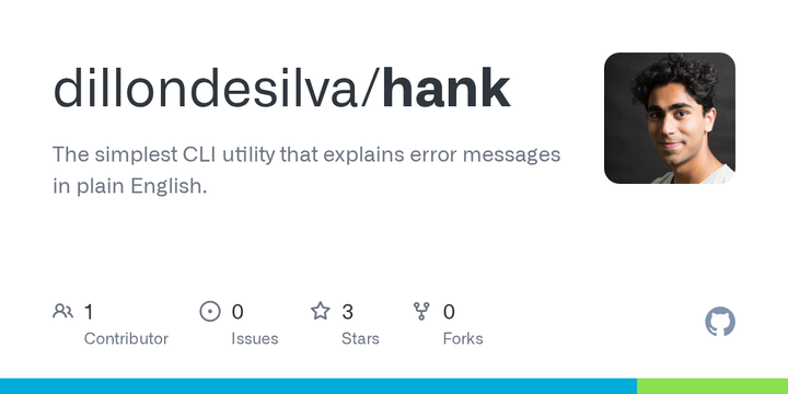 Show HN: Hank – Simplest CLI tool to get errors in plain English