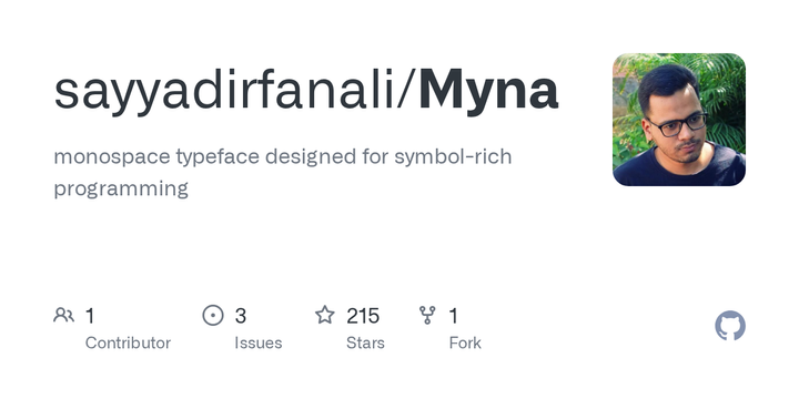 Myna: Monospace typeface designed for symbol-heavy programming languages