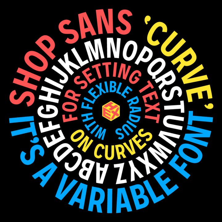 Shop Sans is a typeface for curved text paths