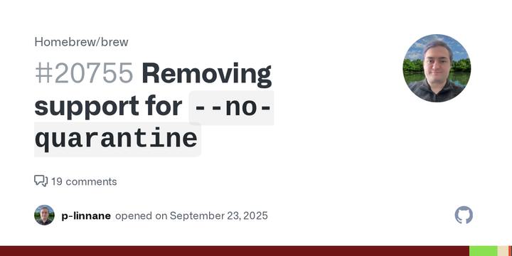 Homebrew no longer allows bypassing Gatekeeper for unsigned/unnotarized software
