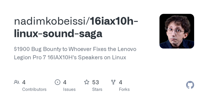 $1900 Bug Bounty to Fix the Lenovo Legion Pro 7 16IAX10H's Speakers on Linux