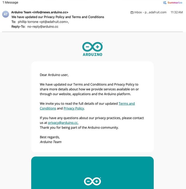 New Arduino Privacy Policy: "user shall not [...] reverse-engineer the platform"