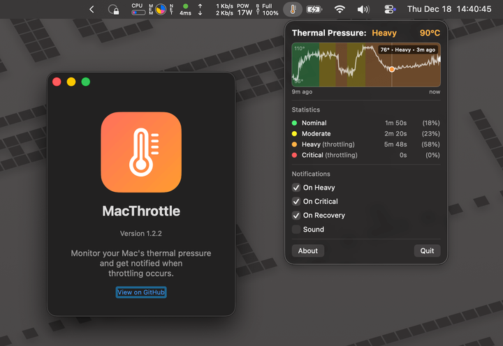 Building a macOS app to know when my Mac is thermal throttling