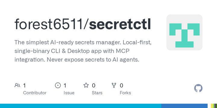 Show HN: Secretctl – AI-safe secrets manager with MCP integration