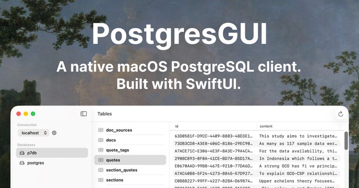 Show HN: I built a Postgres GUI in Swift because existing tools felt bloated