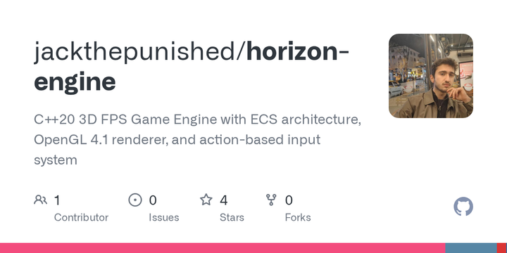 Show HN: Horizon Engine – C++20 3D FPS Game Engine with ECS and Modern Renderer
