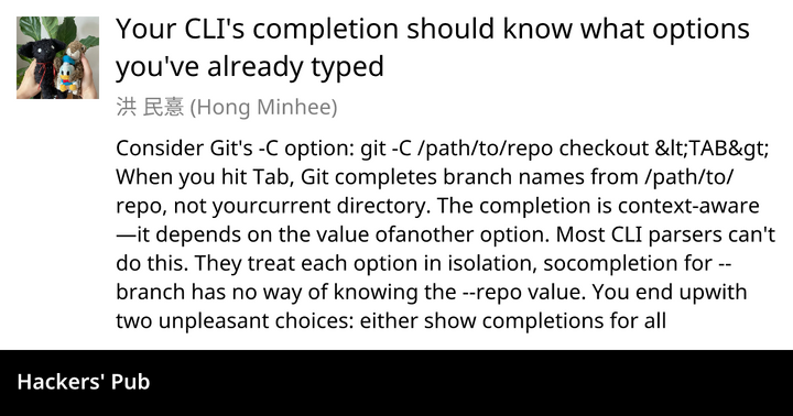 CLI's completion should know what options you've typed