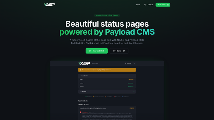 Show HN: YASP – Open-source, modern status page with full CMS control