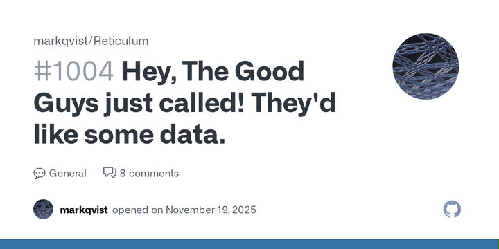 Hey, The Good Guys just called They'd like some data