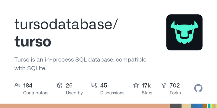 Turso is an in-process SQL database, compatible with SQLite