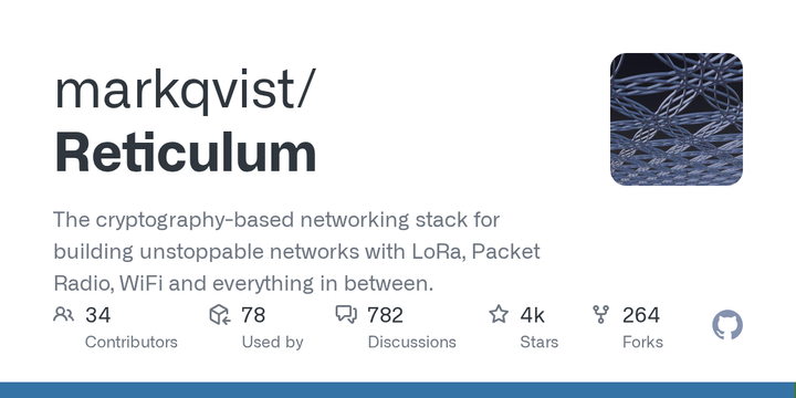 Reticulum, a secure and anonymous mesh networking stack