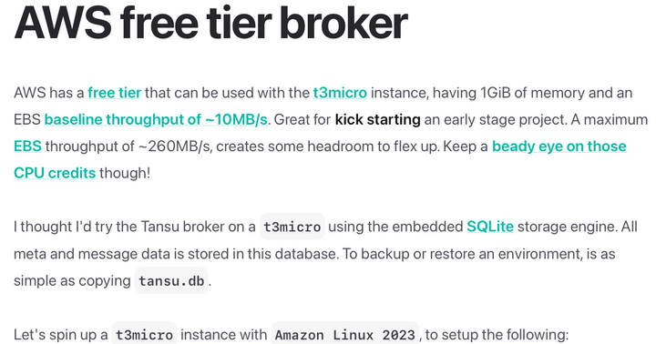 Small Kafka: Tansu and SQLite on a free t3.micro