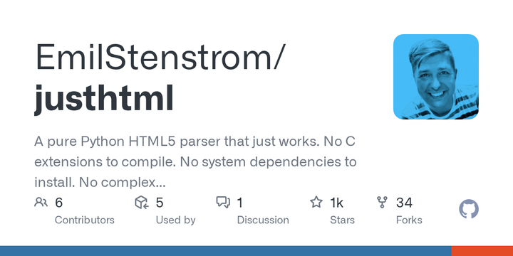 JustHTML 1.0.0 Released