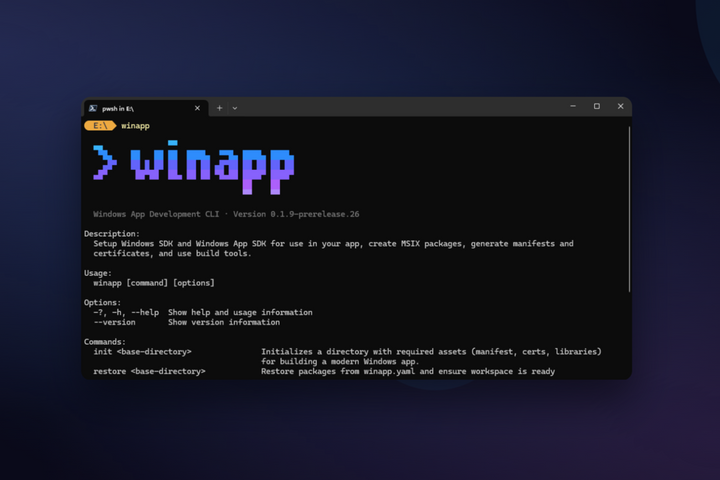Winapp, the Windows App Development CLI