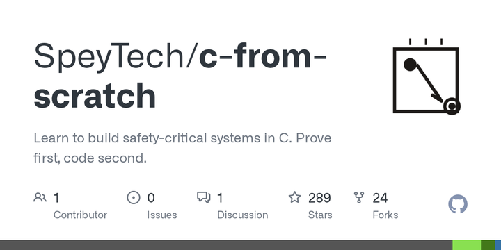 Show HN: C From Scratch – Learn safety-critical C with prove-first methodology