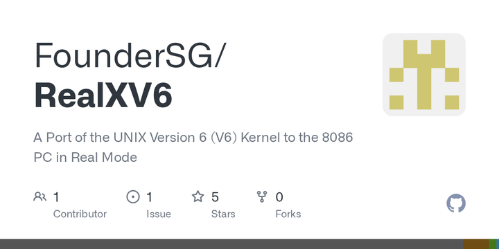 Show HN: RealXV6 – a faithful Unix V6 kernel port to 8086 real mode