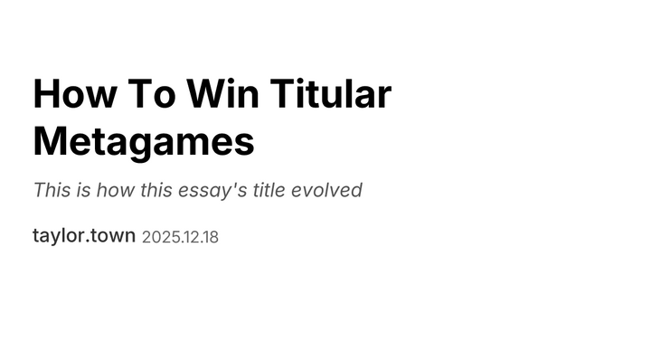 How to Win Titular Metagames