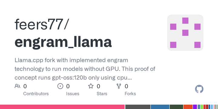 Engram llama.cpp POC for GTP-OSS:120B