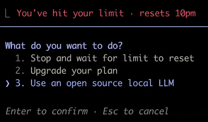 Claude Code: connect to a local model when your quota runs out