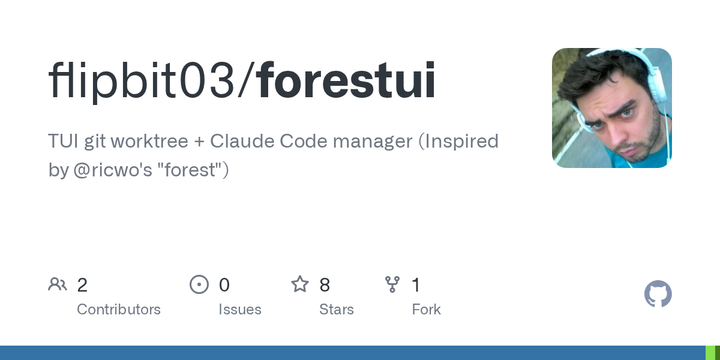 Forestui: A tmux-powered worktree manager for Claude Code