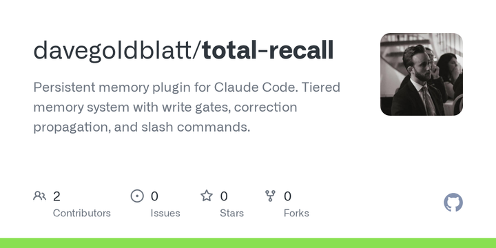 Show HN: Total Recall – write-gated memory for Claude Code