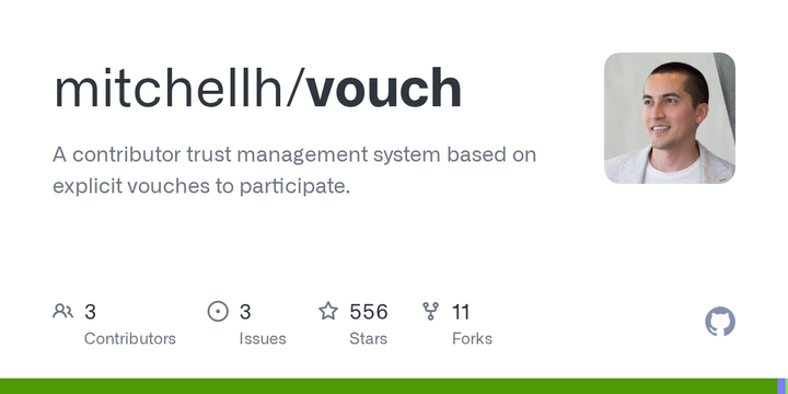 A contributor trust management system based on explicit vouches
