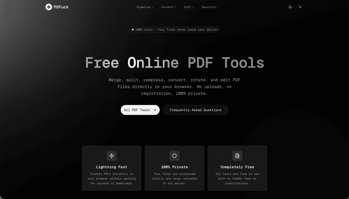 Show HN: A free, browser-only PDF tools collection built with Kimi k2.5