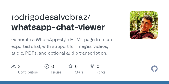 Show HN: WhatsApp Chat Viewer – exported chats as HTML