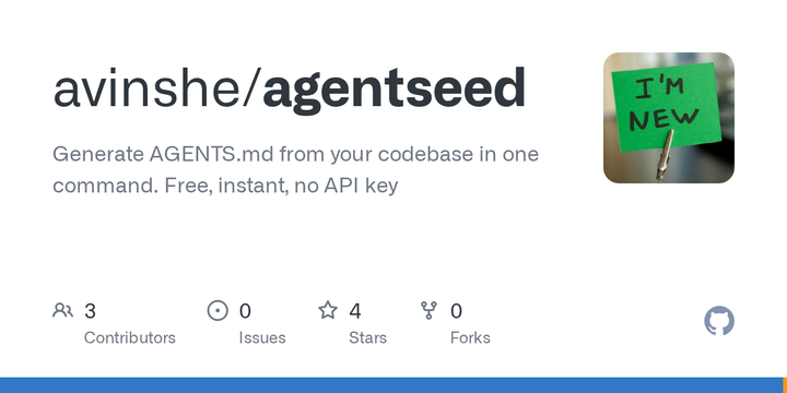 Show HN: Agentseed – Generate Agents.md from a Codebase