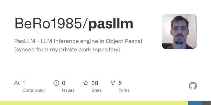 PasLLM: An Object Pascal inference engine for LLM models