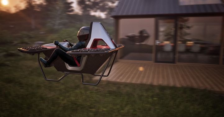 Tidy flying motorcycle with electric microjets opens pre-orders