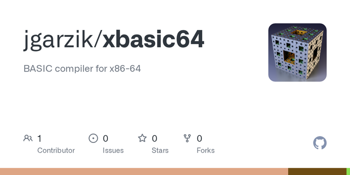 Xbasic: 1980s era BASIC, compiler to x86-64, complete with test suite