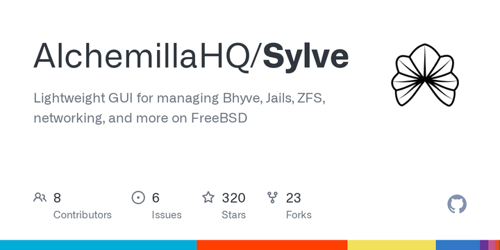 Sylve: Lightweight GUI for Managing Bhyve, Jails, ZFS, Networking on FreeBSD