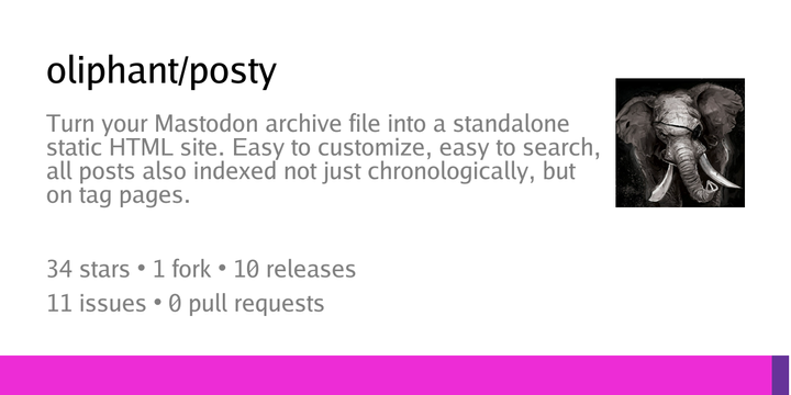 Posty: Turn your Mastodon archive file into a standalone static HTML site