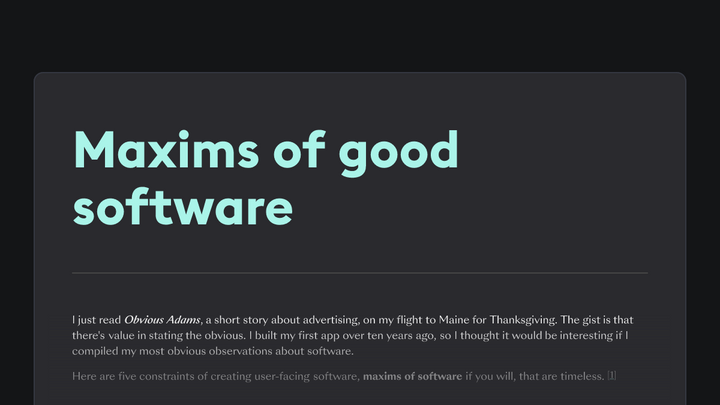 Maxims of Good Software Design