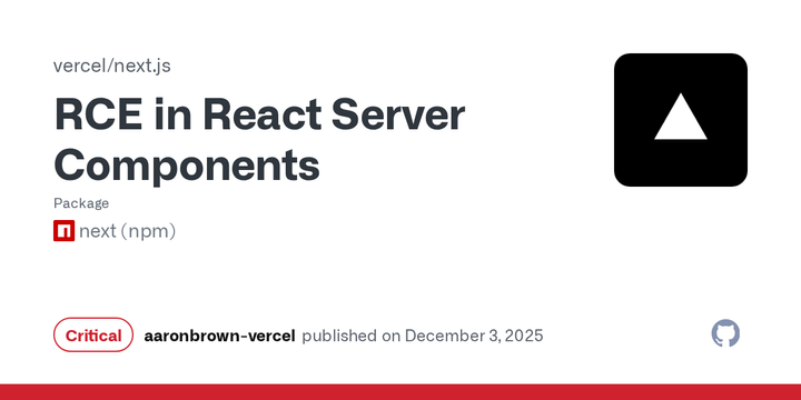 RCE Vulnerability in React and Next.js