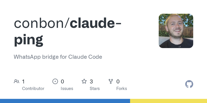 Show HN: Claude-ping – a WhatsApp bridge for Claude Code
