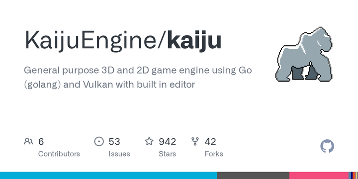 Kaiju – General purpose 3D/2D game engine in Go and Vulkan with built in editor