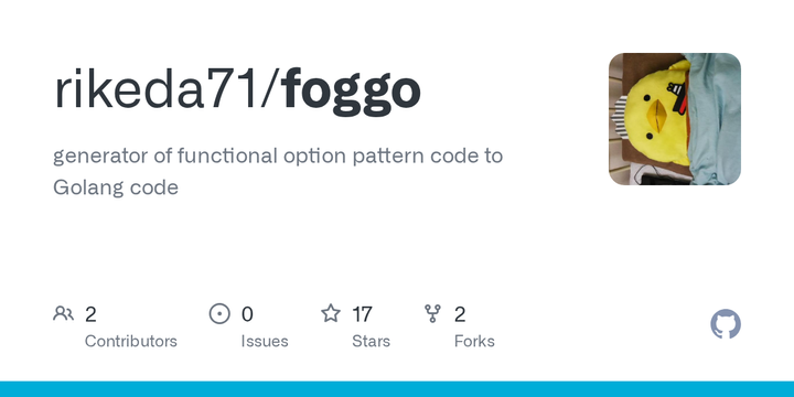Show HN: Foggo – CLI Tool for Auto Generation of Go's Functional Option Pattern