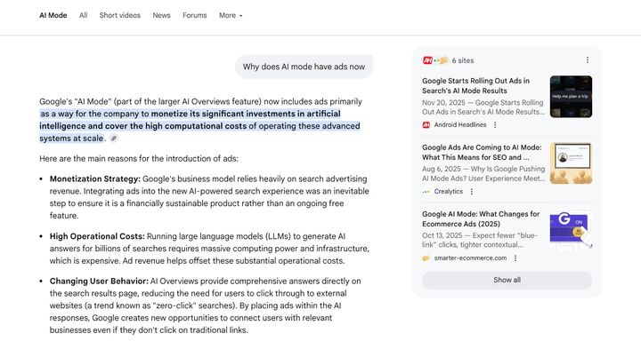 Ads are showing up on Google's AI Mode now