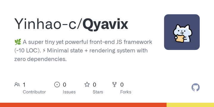 Show HN: Qyavix – A 155-byte DOM runtime inspired by React hooks