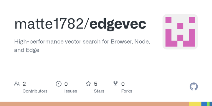 Show HN: EdgeVec – Sub-millisecond vector search in the browser (Rust/WASM)