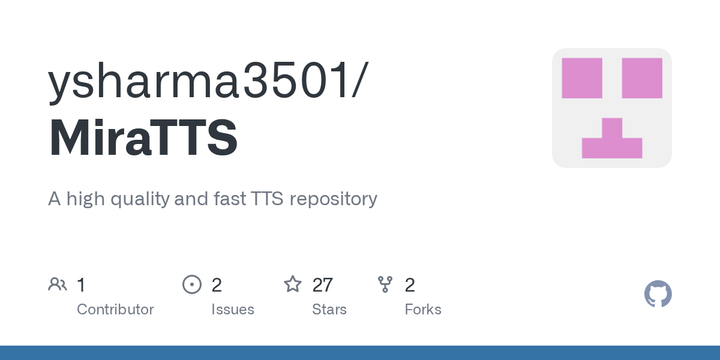 Show HN: MiraTTS, a 48kHz Open-Source TTS at 100x Real-Time Speed